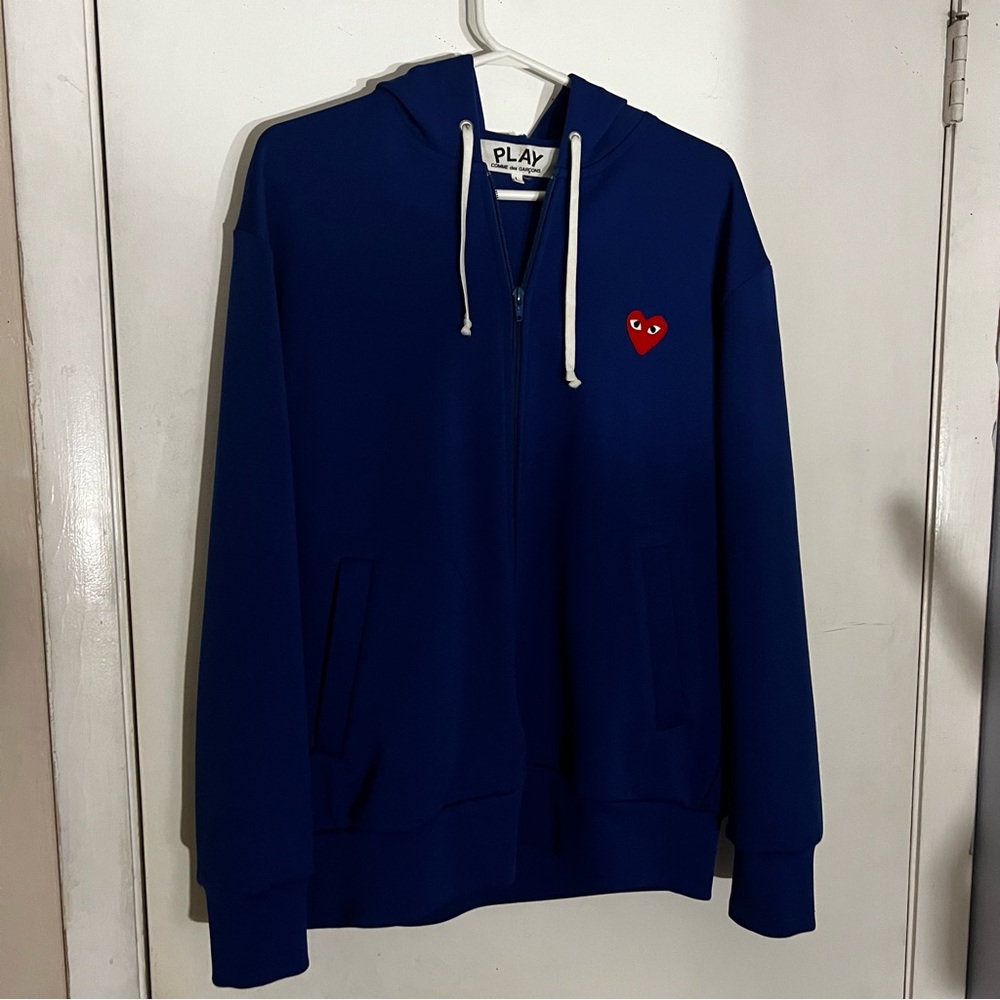 Comme Des Garçons CDG Play Blue Mens Zip Up Hoodie Size Large - Picture 4 of 12